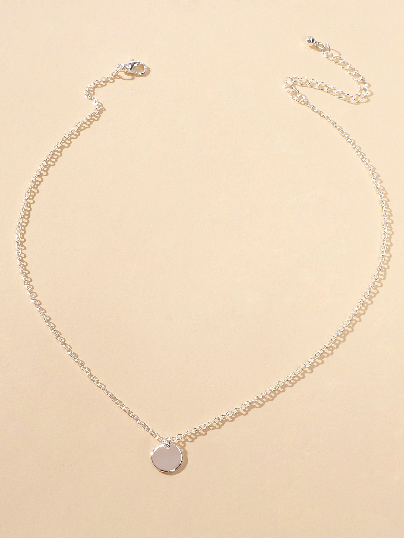 AU Post Round Disc Charm Choker Tag Necklace Circle Pendant Bib Plain Collar-4