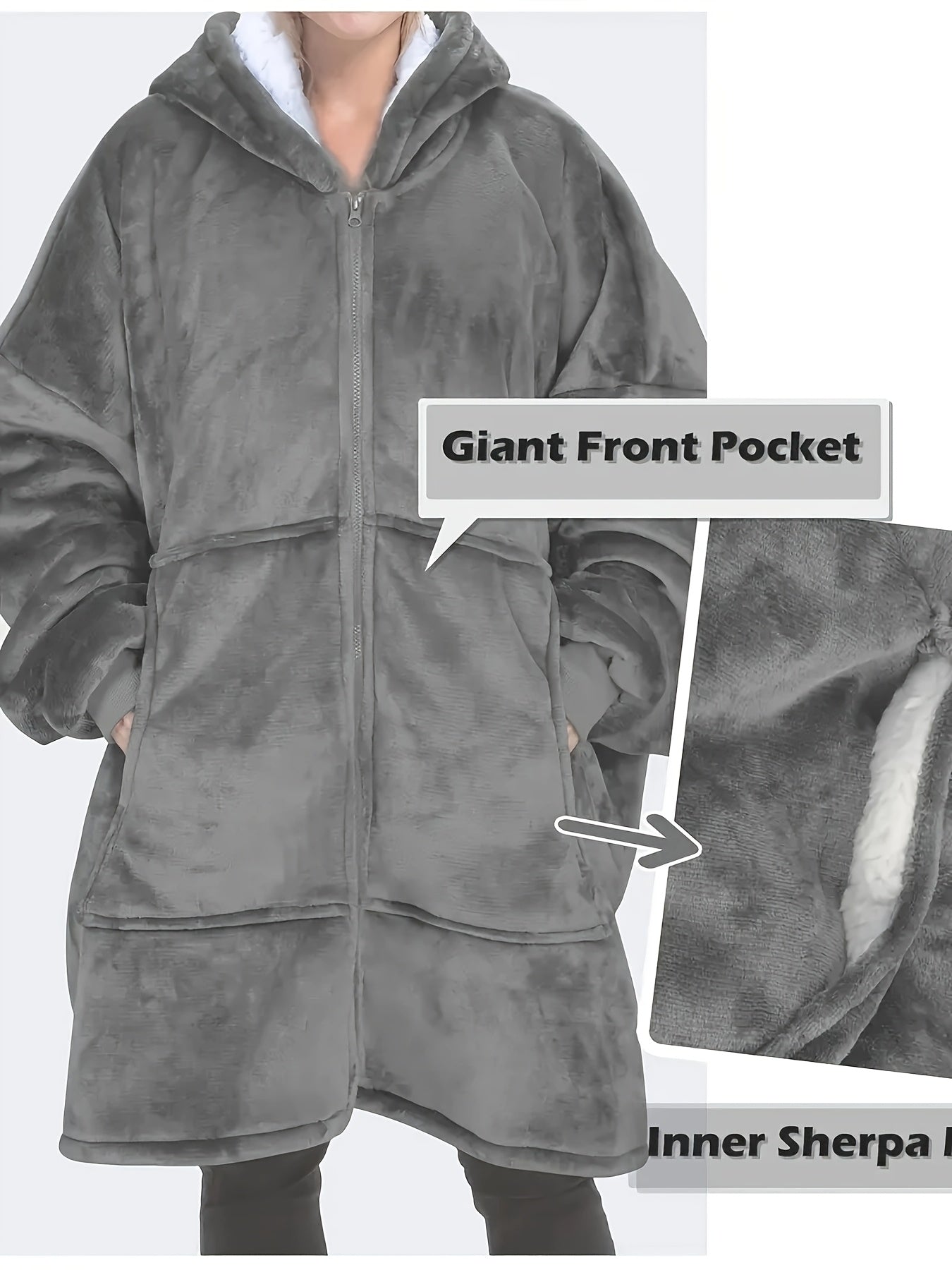 Men's Deep Gray Hooded Zip-Up Jacket-2