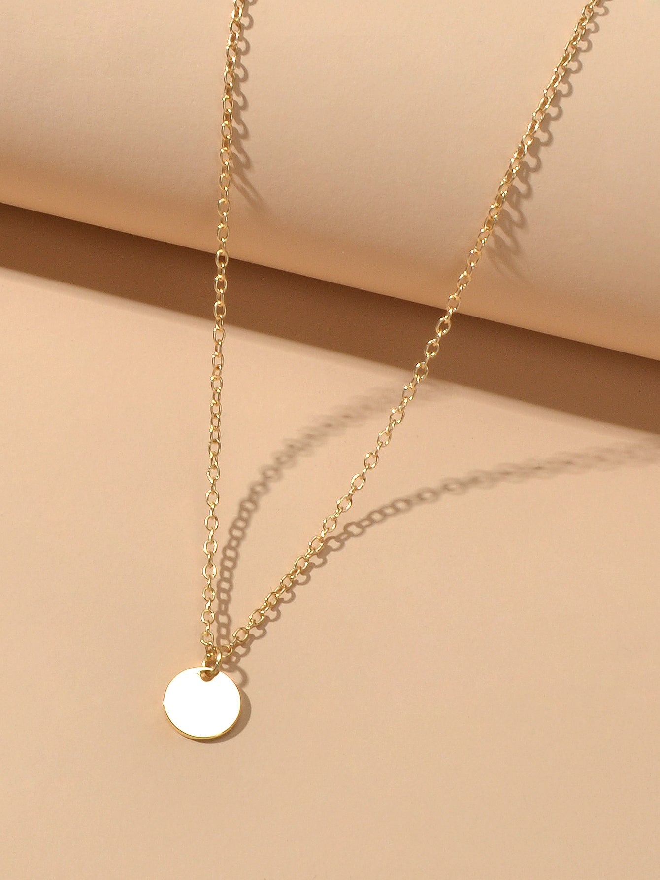 AU Post Round Disc Charm Choker Tag Necklace Circle Pendant Bib Plain Collar-2