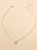 AU Post Round Disc Charm Choker Tag Necklace Circle Pendant Bib Plain Collar-4