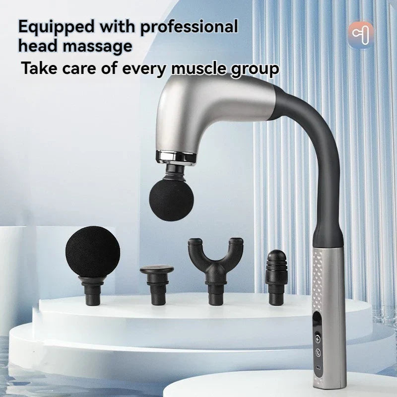 Smart Curved Hook Fascia Gun Electric Handheld Massage Hammer Silver-2