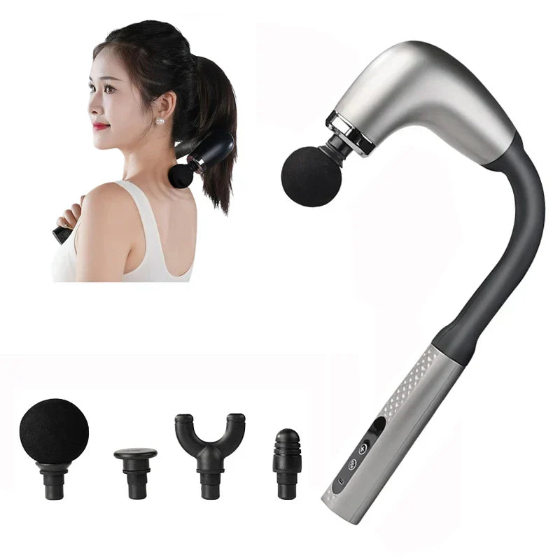 Smart Curved Hook Fascia Gun Electric Handheld Massage Hammer Silver-1