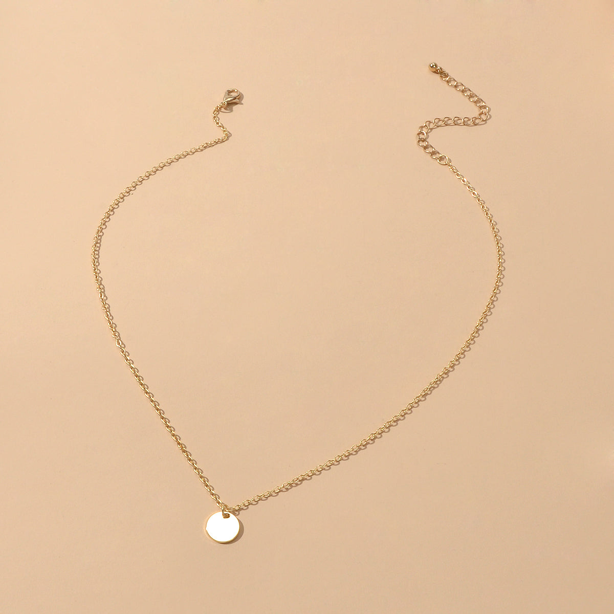 AU Post Round Disc Charm Choker Tag Necklace Circle Pendant Bib Plain Collar-1