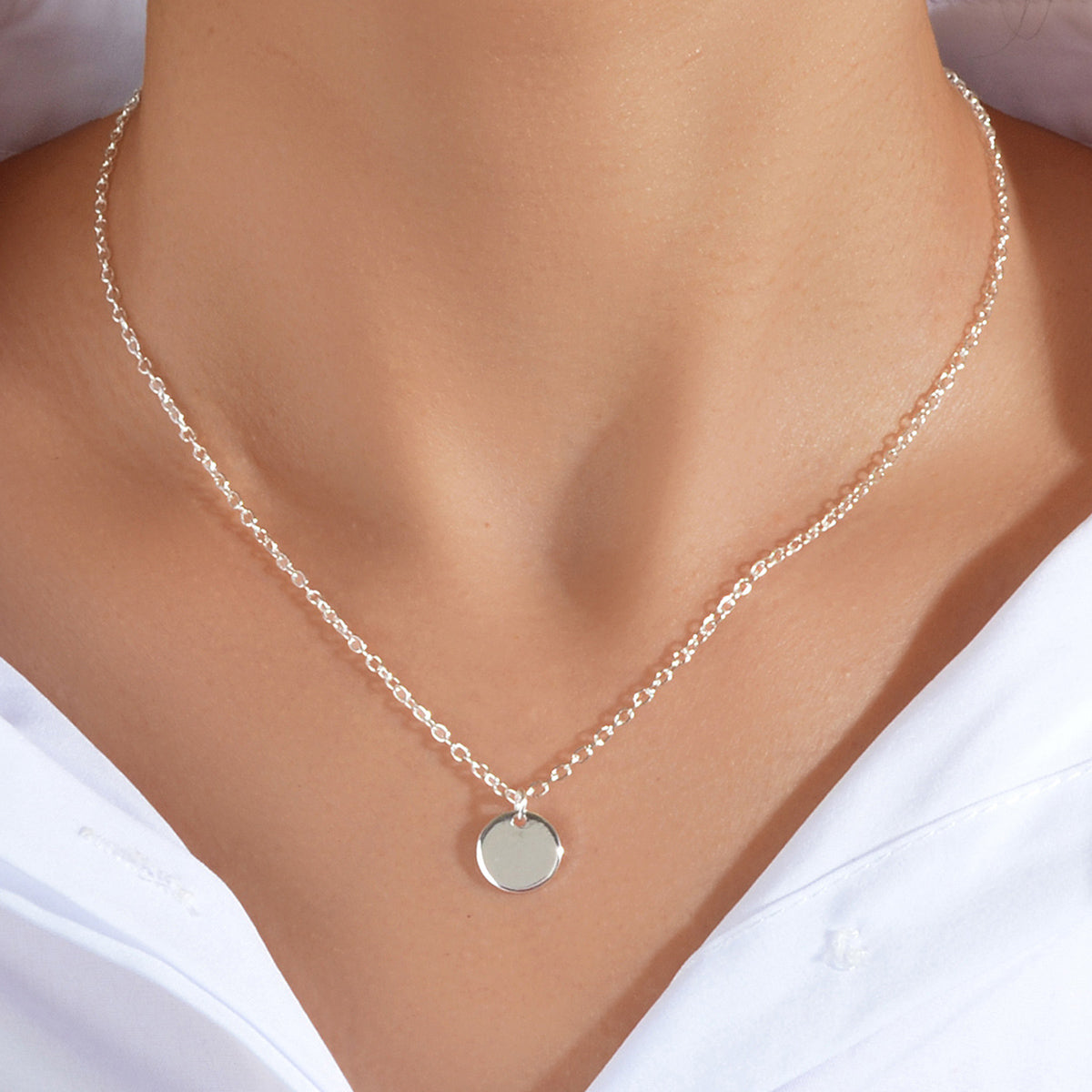 AU Post Round Disc Charm Choker Tag Necklace Circle Pendant Bib Plain Collar-5