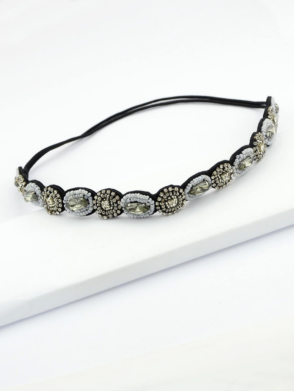 Handmade Braided Rhinestone Pearl Elastic Headbands Hair Bands Hair Accessories-2
