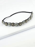Handmade Braided Rhinestone Pearl Elastic Headbands Hair Bands Hair Accessories-2