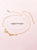 Designer Stylish Jewellery Gold Chain Pearl Decoration Gold Leaf Charm Necklace-3