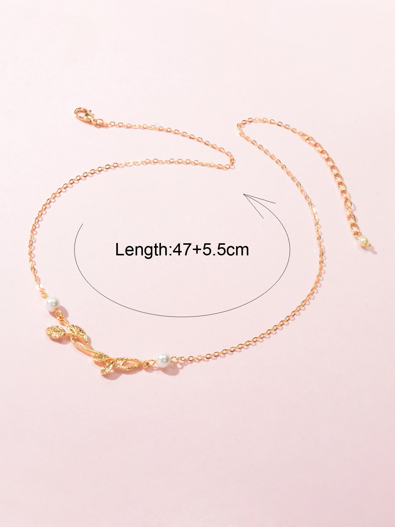 Designer Stylish Jewellery Gold Chain Pearl Decoration Gold Leaf Charm Necklace-3