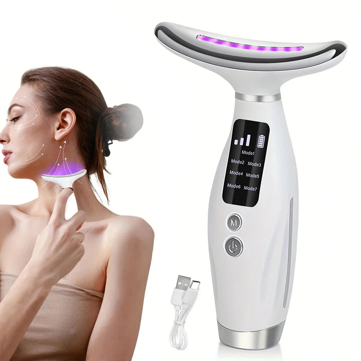 7-Mode LED Neck & Face Beauty Device – Skin Tightening, Lifting & Massage-1