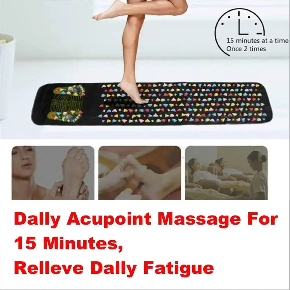 Acupressure Foot Massage Pad Reflexology Health Walk Mat Black-2
