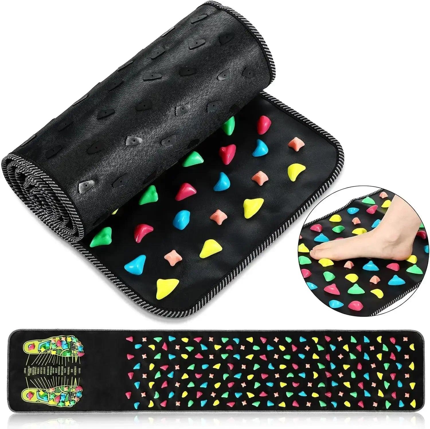 Acupressure Foot Massage Pad Reflexology Health Walk Mat Black-0