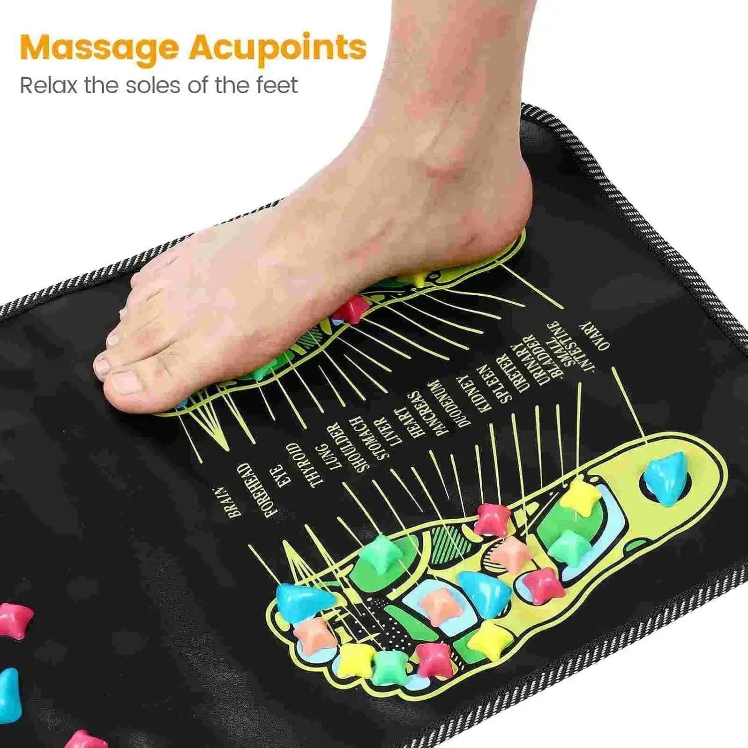 Acupressure Foot Massage Pad Reflexology Health Walk Mat Black-3
