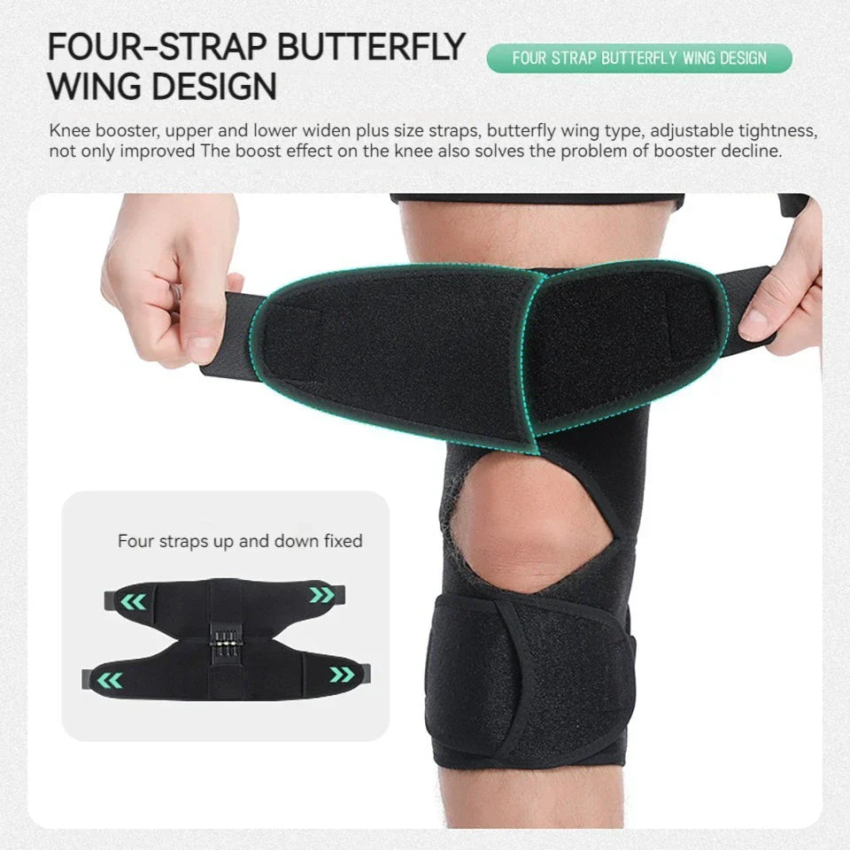 Adjustable Knee Booster Brace Strong Patella Support Black-3