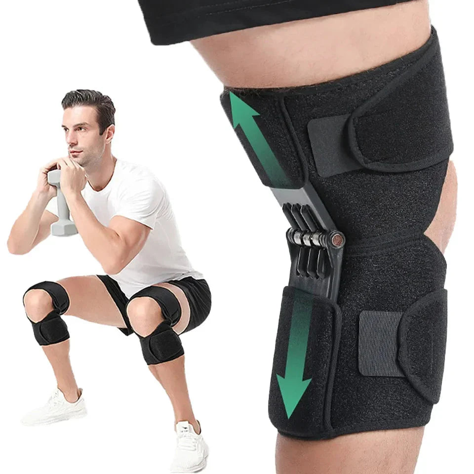 Adjustable Knee Booster Brace Strong Patella Support Black-1