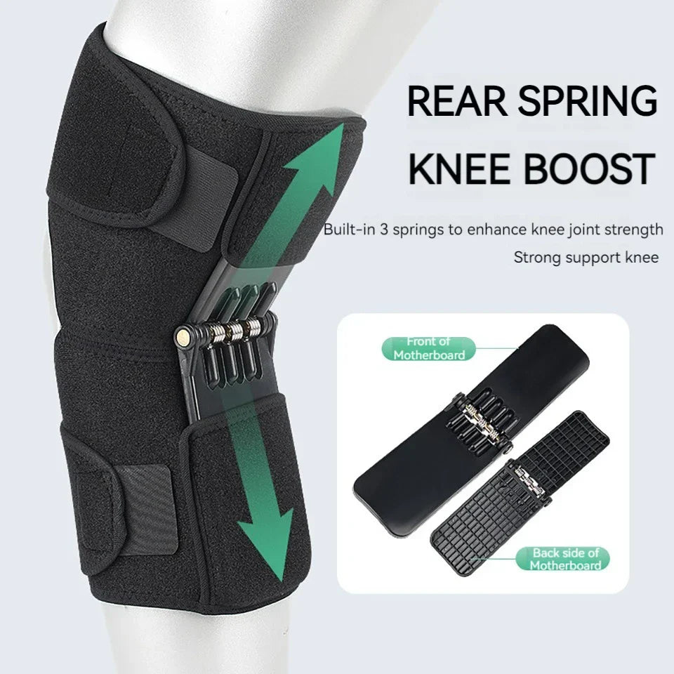 Adjustable Knee Booster Brace Strong Patella Support Black-2