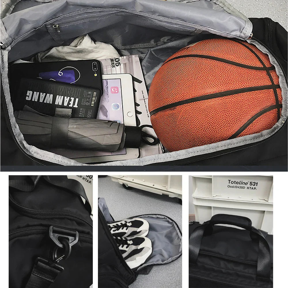 Waterproof Dry-Wet Separation Backpack Duffel Black-2