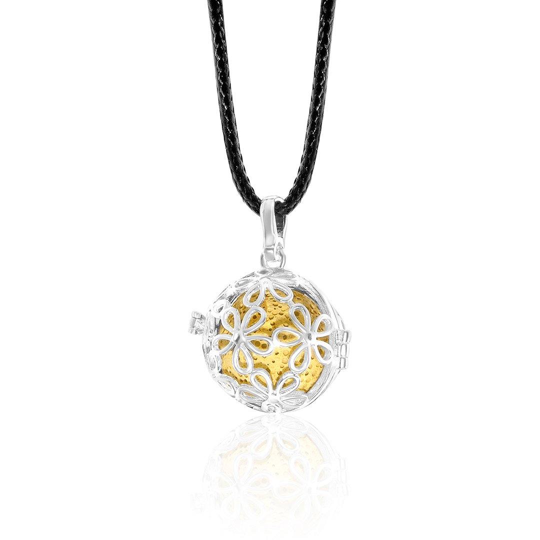 Flower Lava Ball Aromatherapy Necklace LAP009SR-0