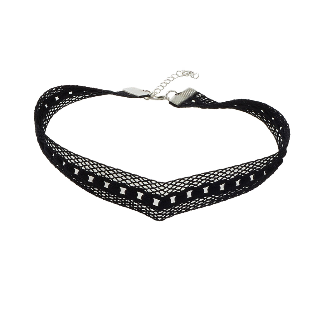 Retro Punk Style 90s Black Lace Geometric Tattoo Choker Necklace Grunge Collar-3