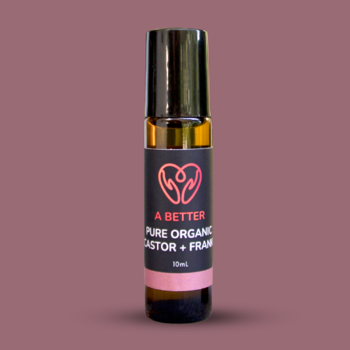Pure Organic Castor Oil and Frankincense Roll-On 10mL - Amber Glass Bottle Stainless Steel Roller-0