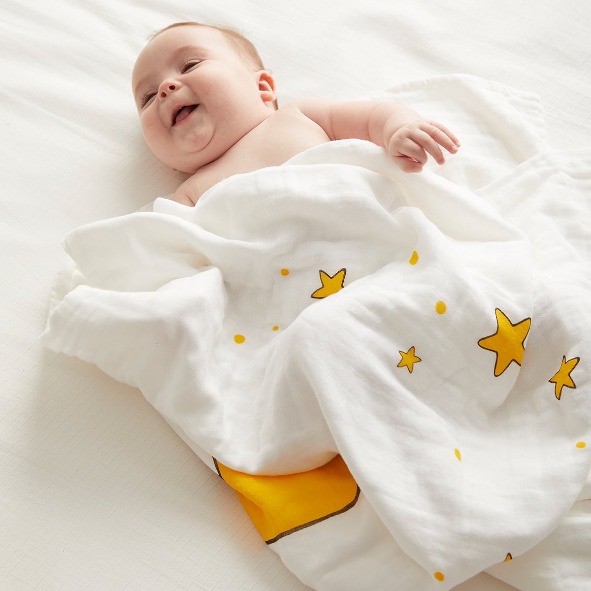 Future Stars Six-layer Cotton Baby Yellow Bath Swaddle Blanket-2