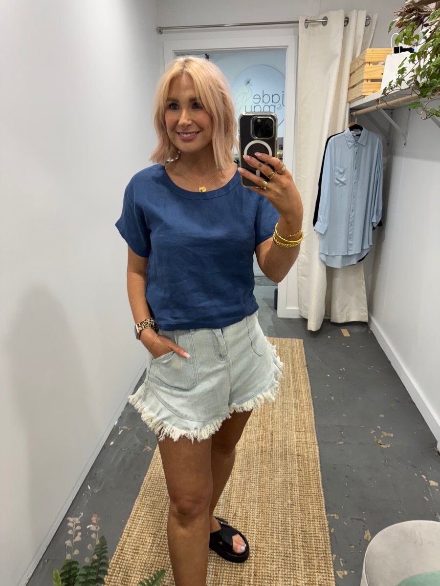 Linen TShirt in Navy-4