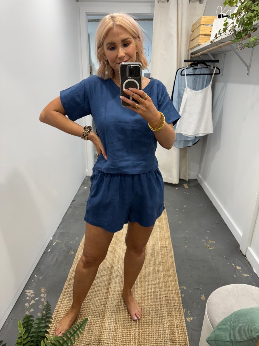 Linen TShirt in Navy-3