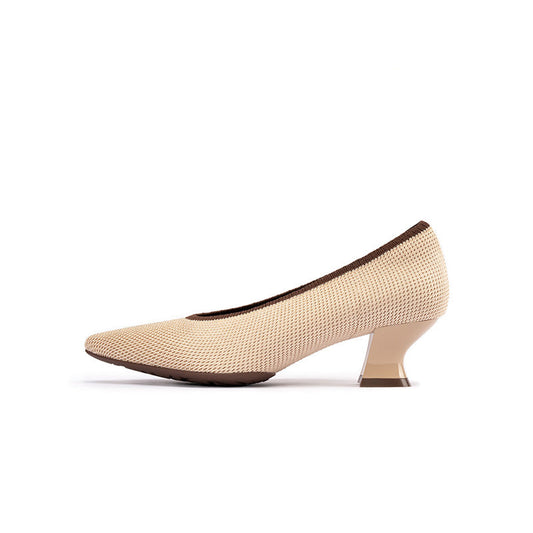 Modish Shallow Slip On Block Heel Pumps for Commuting-0