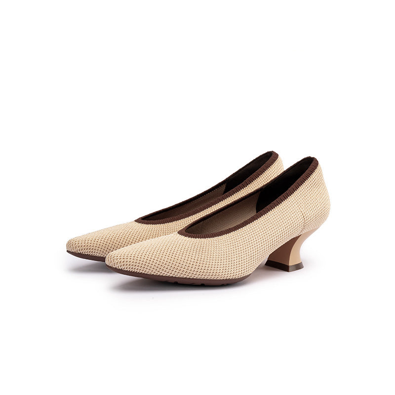 Modish Shallow Slip On Block Heel Pumps for Commuting-1