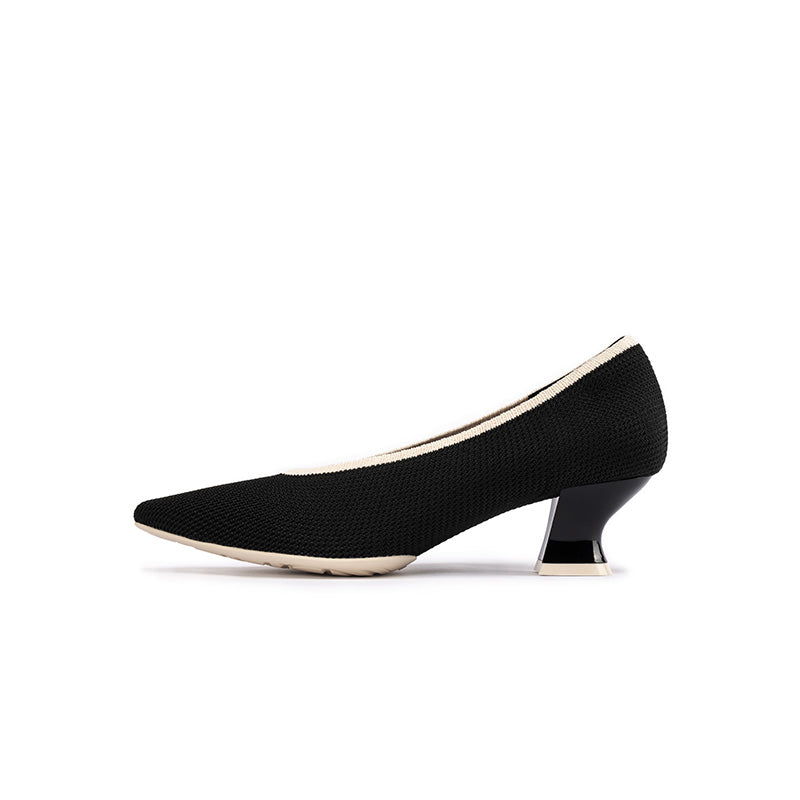 Modish Shallow Slip On Block Heel Pumps for Commuting-5