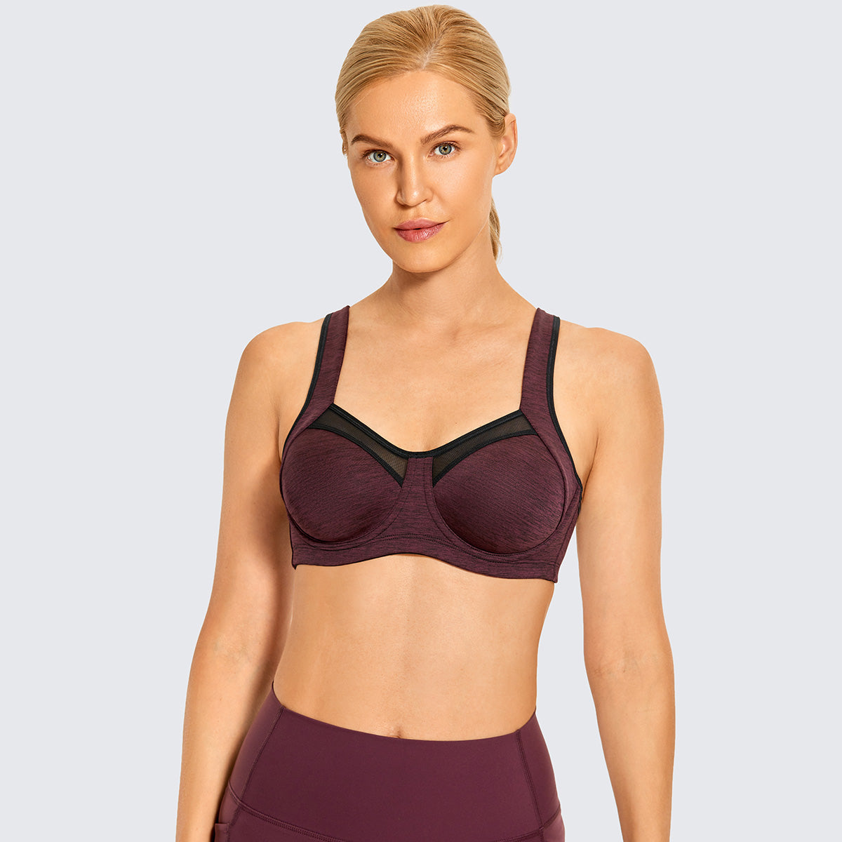 No Bounce High Support Wine Running Bra-0