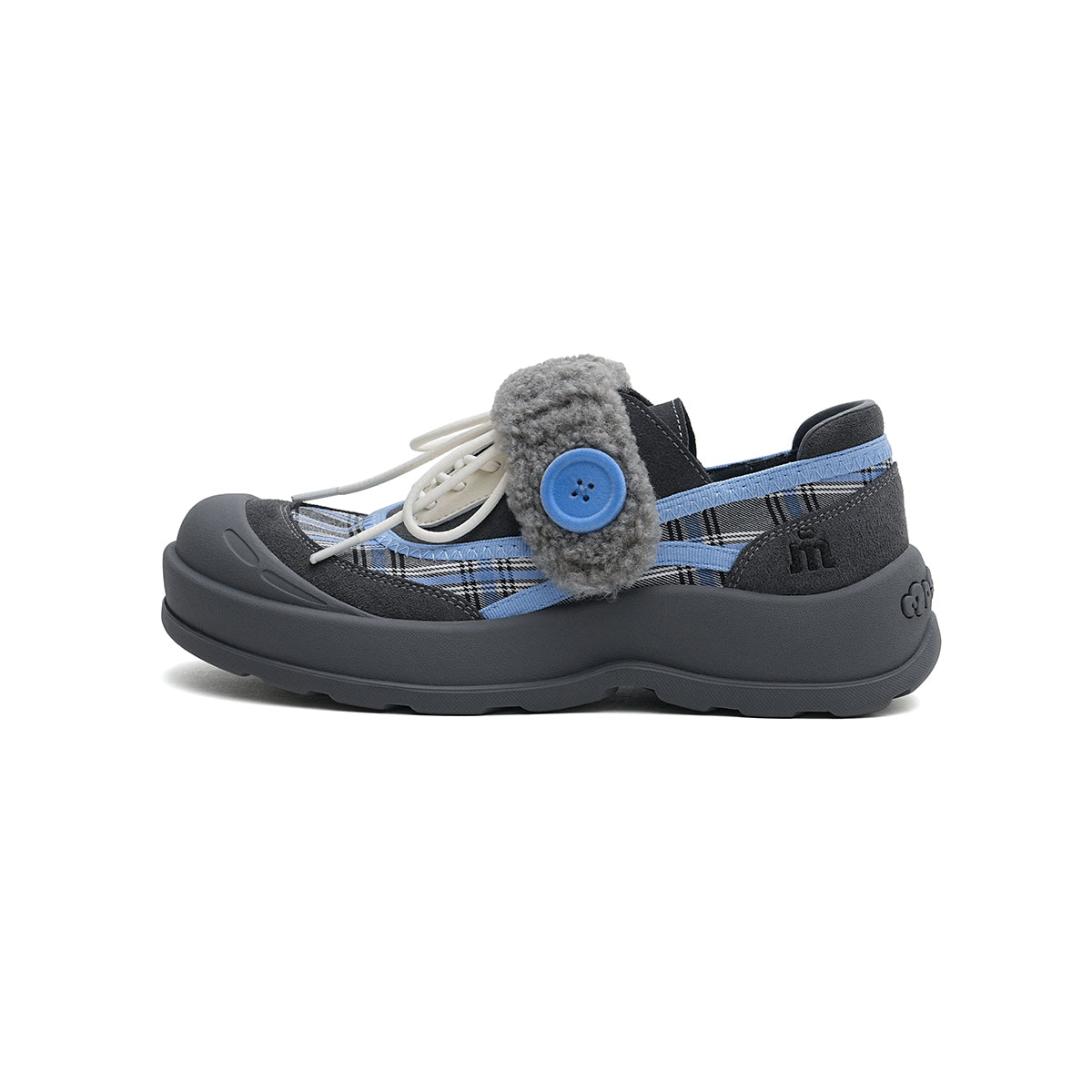 Plaid Strap-on Lace-Up Sneakers-5