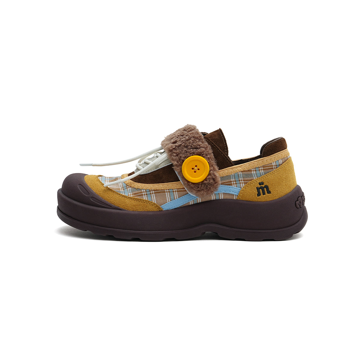 Plaid Strap-on Lace-Up Sneakers-7