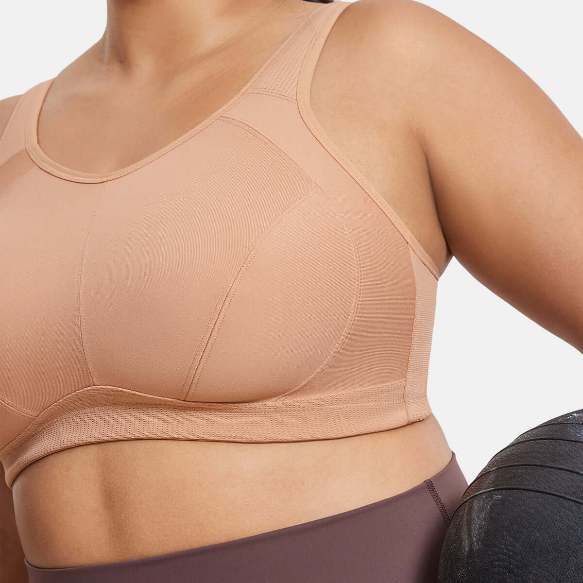 Plus Size High Support Full Coverage Padded Nude Wireless Bra-1