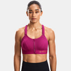 Zip Front Large Padded High Impact Active Bra-0