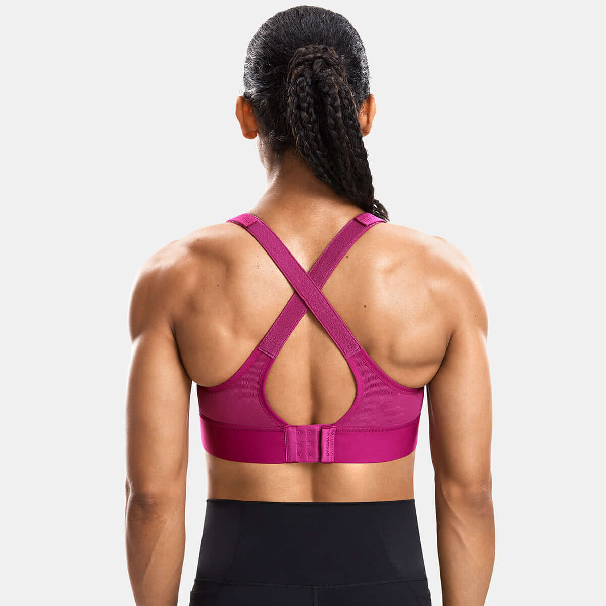 Zip Front Large Padded High Impact Active Bra-2