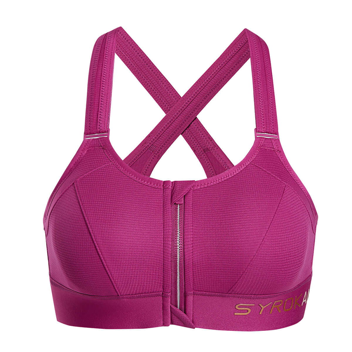 Zip Front Large Padded High Impact Active Bra-3