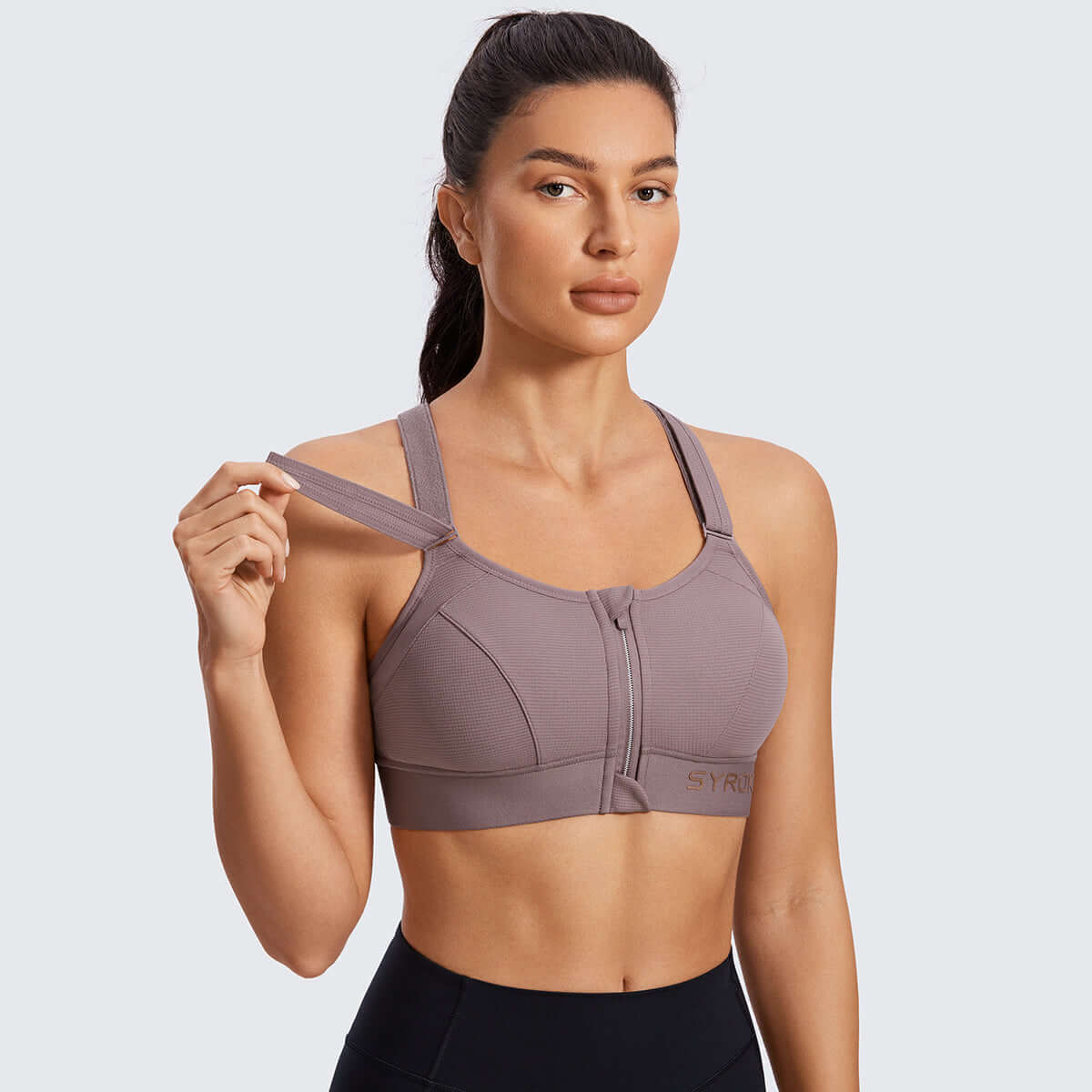 Zip Front Large Padded High Impact Workout Bra-1