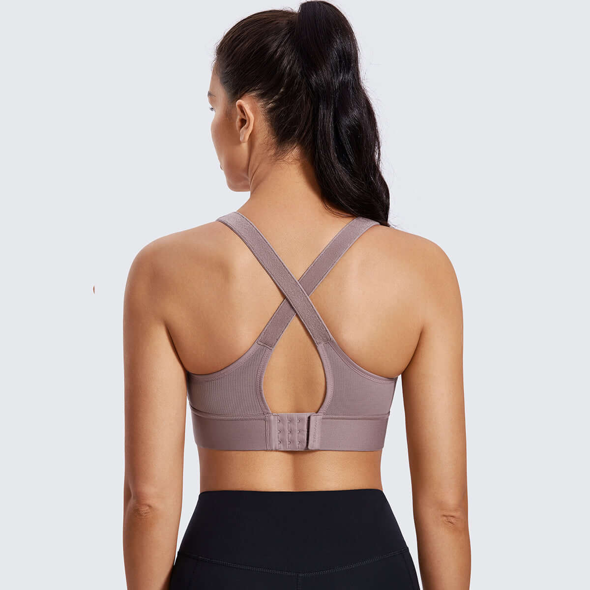 Zip Front Large Padded High Impact Workout Bra-3