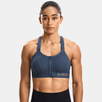 Zip Front Large Padded High Impact Workout Bra-5